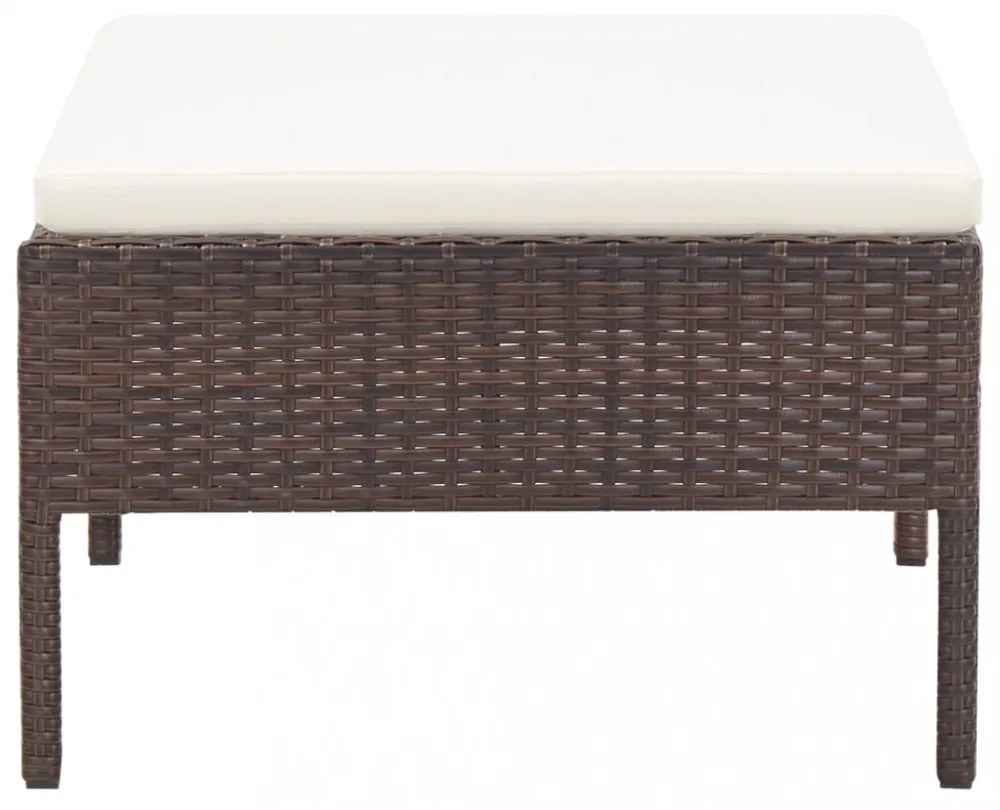 3-részes barna polyrattan kerti ülőgarnitúra párnákkal