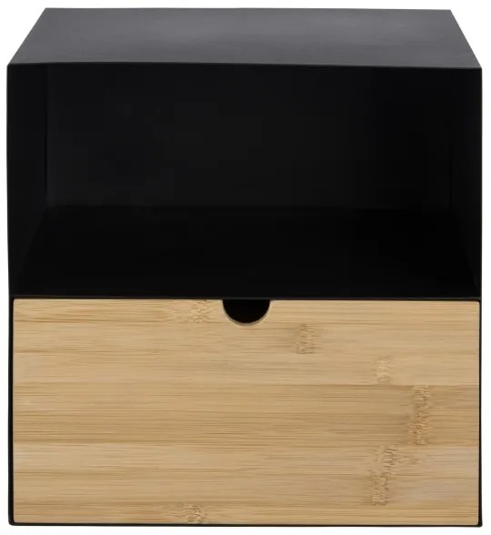 Fekete/bambusz BEKIM éjjeli szekrény, falra szerelhető opciónál