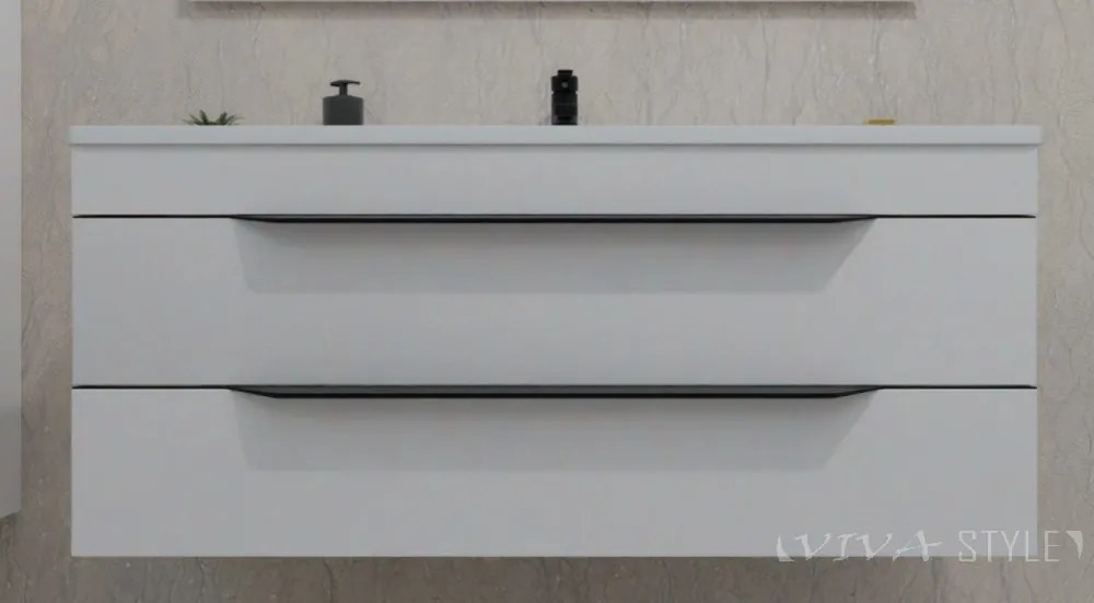 TMP VOX 85 FEHÉR fali fürdőszobabútor - öntött műmárvány mosdóval - 85 x 47 cm