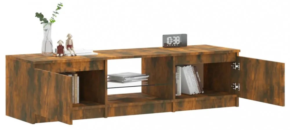 füstös tölgy színű TV-szekrény LED-ekkel 140 x 40 x 36 cm