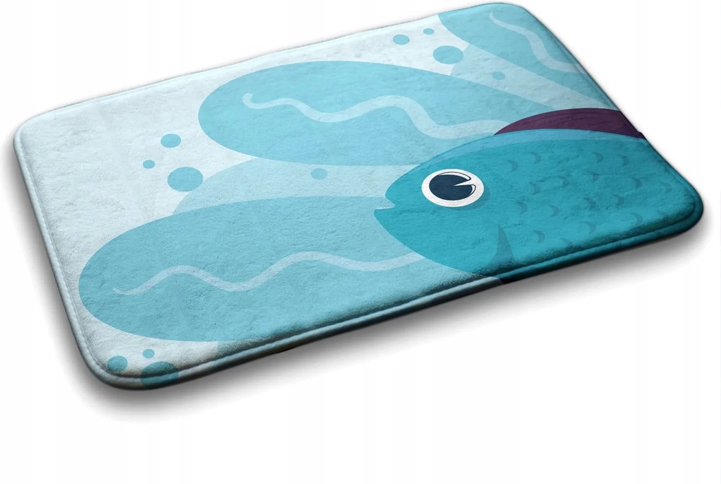 Fürdőszobaszőnyeg puha Kék hal 90x60 cm