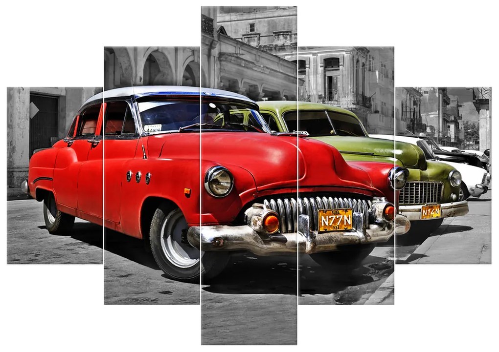Gario Vászonkép Kubai taxi - 5 részes Méret: 150 x 70 cm
