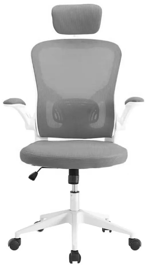 Ergonomikus irodai szék deréktámasszal, fejtámlával, szürke