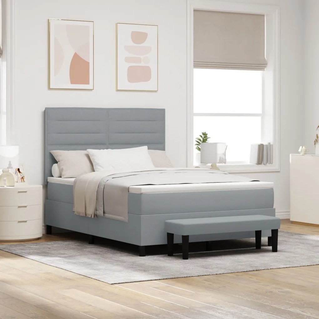Boxspring Ágy Matraccal &amp; Pad Szürke 140x190 cm Szövet