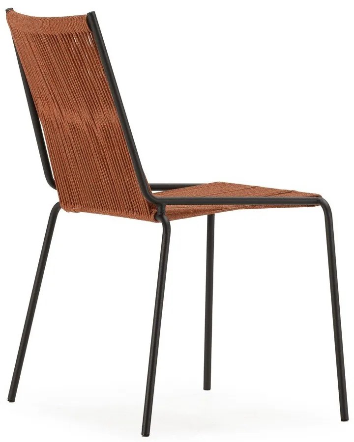 Terrakotta színű fém rakásolható étkezőszék szett 2 db-os Emily – Marckeric