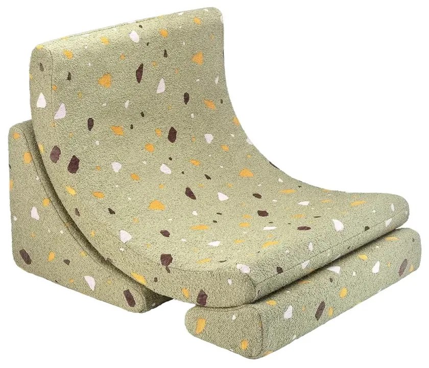 Zöld buklé-zsenília gyerek fotel Terrazzo Moon – Wigiwama