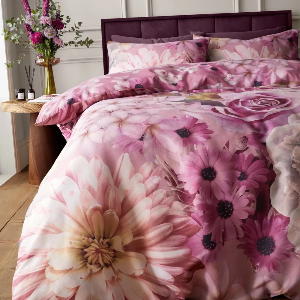 Rózsaszín egyszemélyes ágyneműhuzat 135x200 cm Rosemoor Floral – RHS