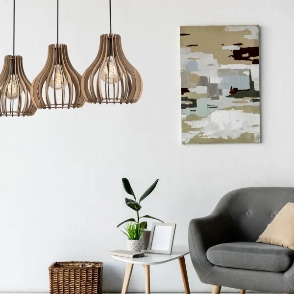 Csillár zsinóron TUCCI 3xE27/15W/230V tölgy/fekete