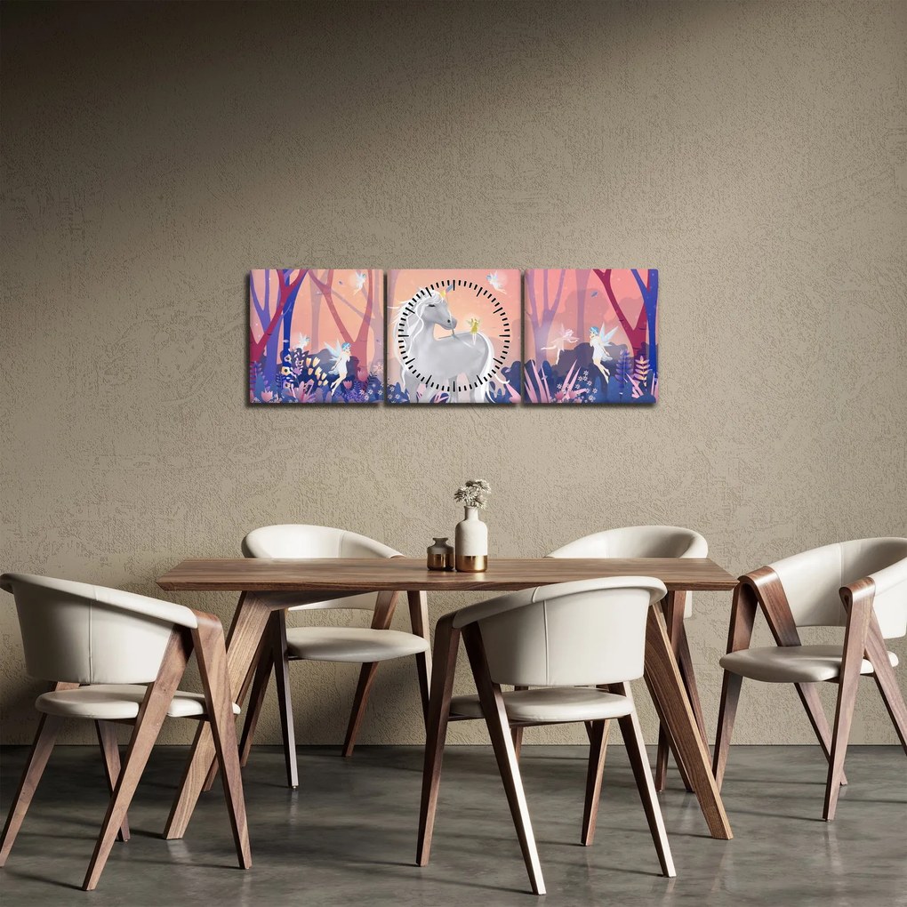 Kép - egyszarvú alatt egy varázslatos erdőben (órával) (90x30 cm)