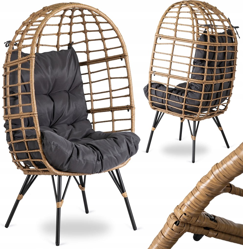 Kerti pihenőszék Rattan báb teraszra Madison szürke