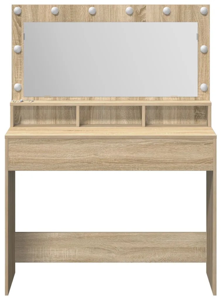 LED-es lámpás öltözködőasztal Sonoma tölgy 100x41x135 cm