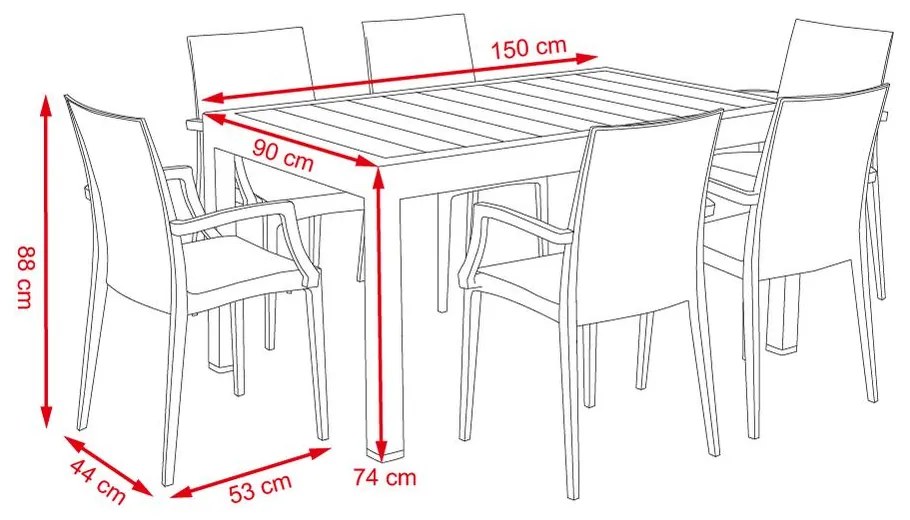 Avenberg SAONA 7-részes kerti bútor szett - Fekete