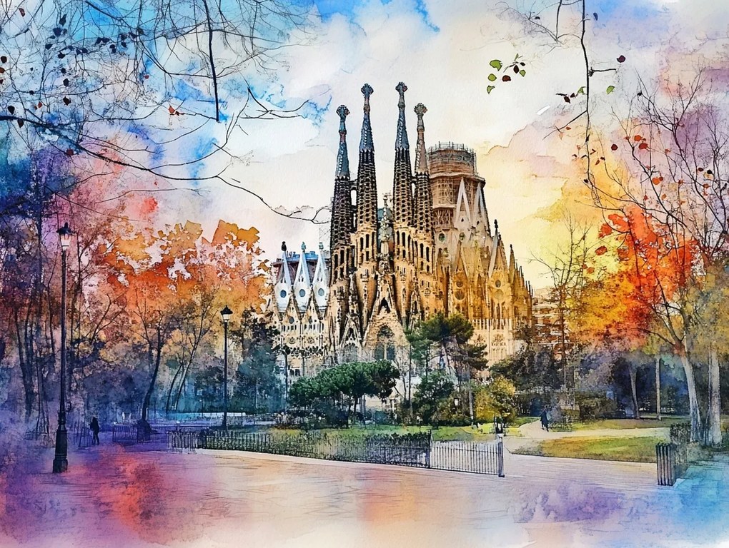 Canvas Város Barcelona Székesegyház Sagrada Familia 80x60