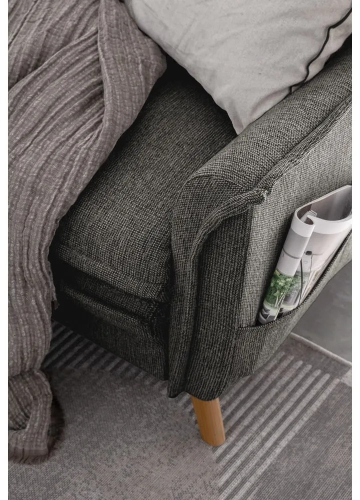 Sötétszürke kinyitható sarokkanapé (jobb oldali) Charming Charlie – Miuform