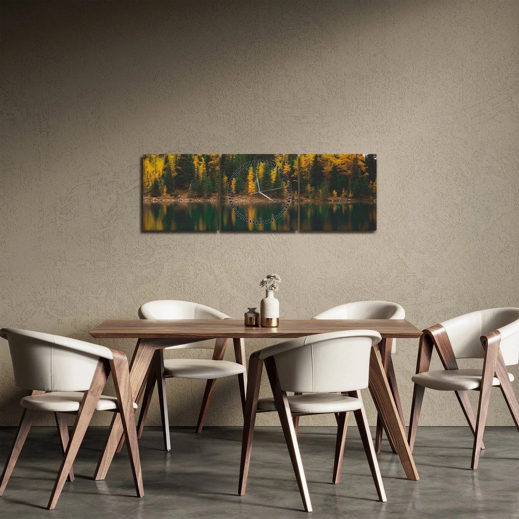 Erdei tó képe (órával) (90x30 cm)