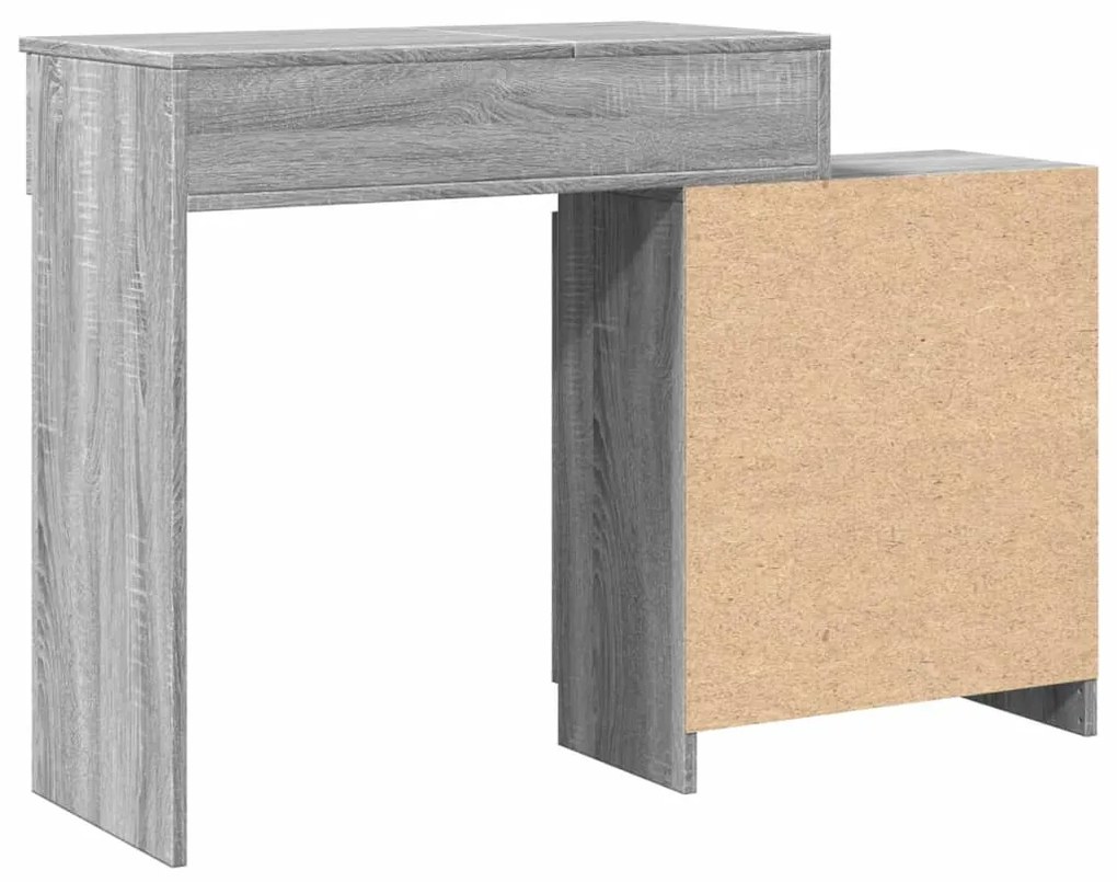 szürke sonoma LED-es fésülködőasztal 115 x 37 x 110,5 cm