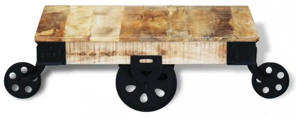 vidaXL mangófa dohányzóasztal kerekekkel