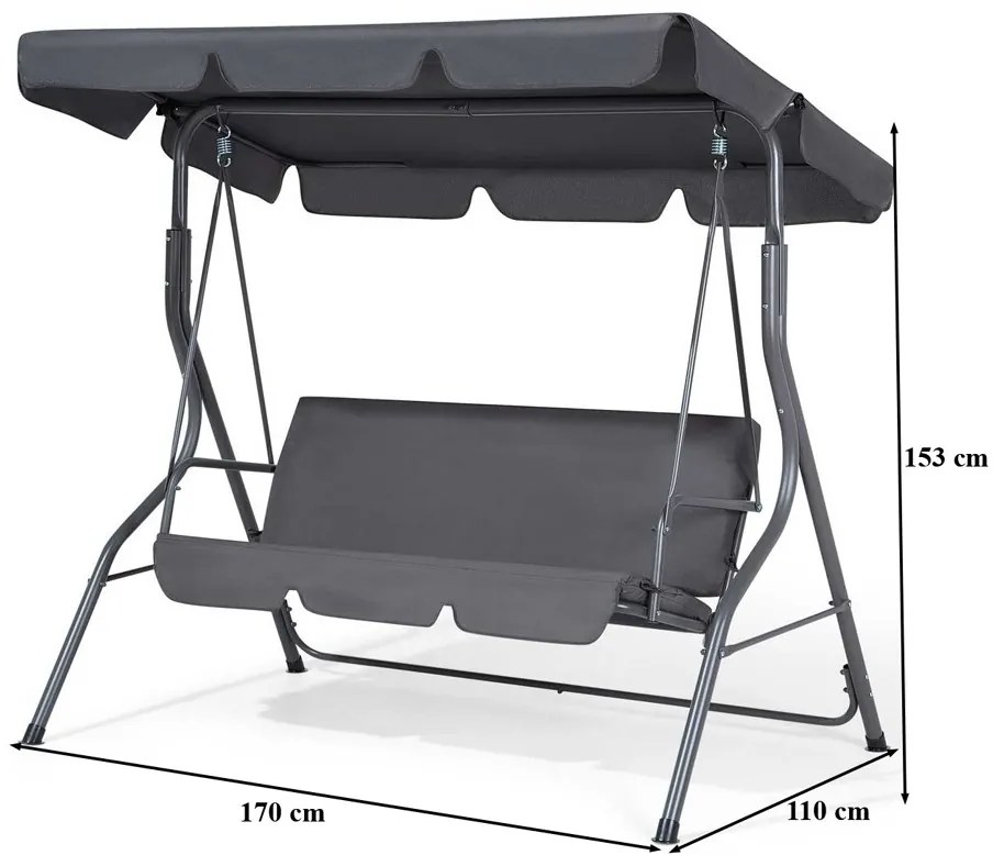 Zorita Kerti hintaágy szürke 170 cm