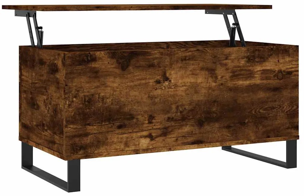 Füstös tölgy színű szerelt fa dohányzóasztal 90 x 44,5 x 45 cm