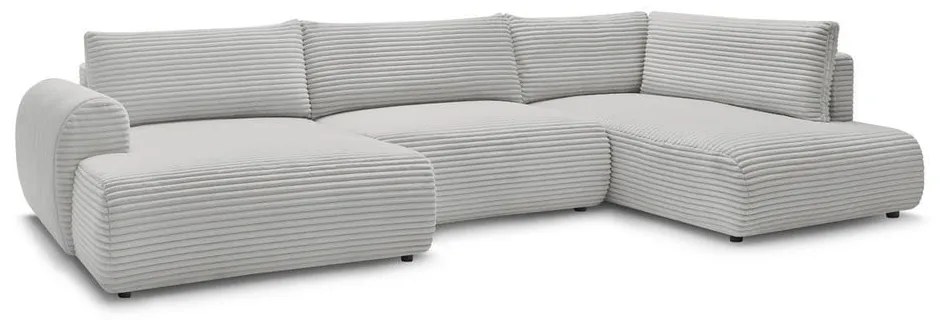 Világosszürke kordbársony kinyitható sarokkanapé (bal oldali-U alakú) Lucien – Bobochic Paris