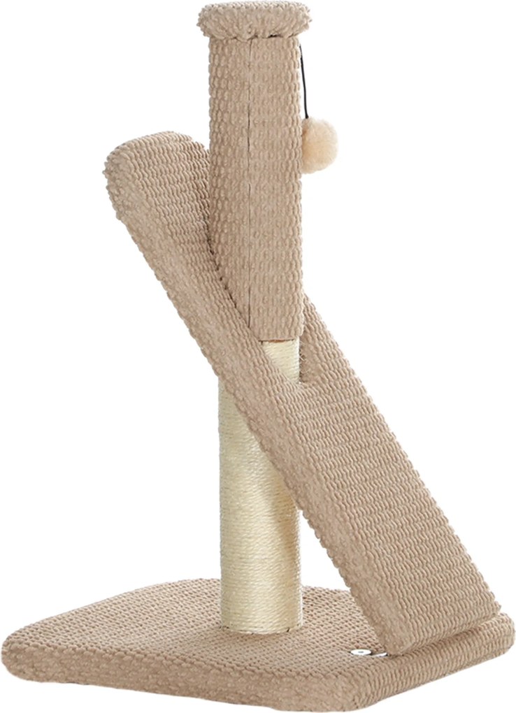 PawHut 54 cm Magas Kaparófa Játékgolyóval, Zsiráf Kaparófa Kis Macskák Számára, Macska Kaparó Bútor, Krémfehér | Aosom
