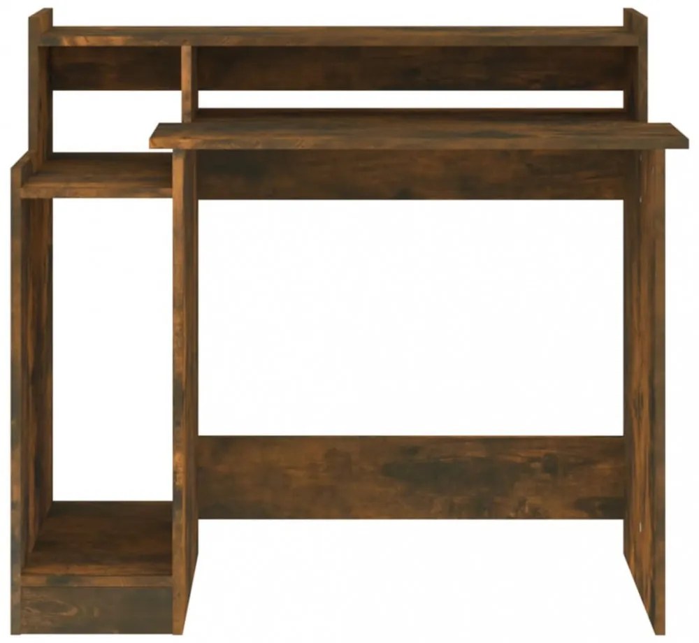 füstös tölgy színű szerelt fa íróasztal LED-ekkel 97x45x90 cm