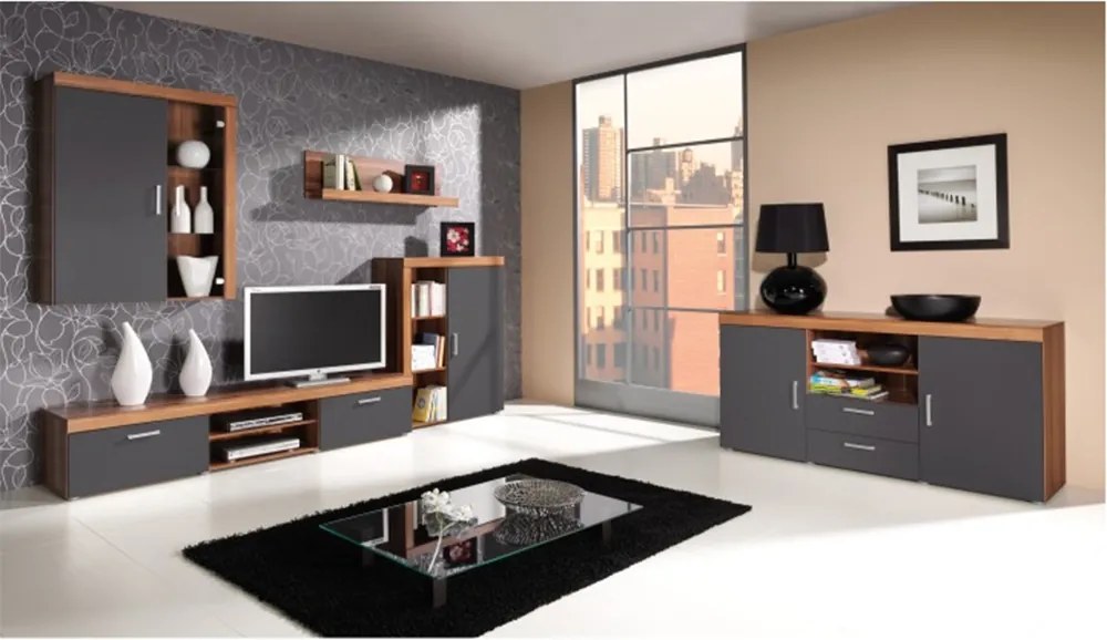 Komód, szilva/szürke grafit, CHERIS 3