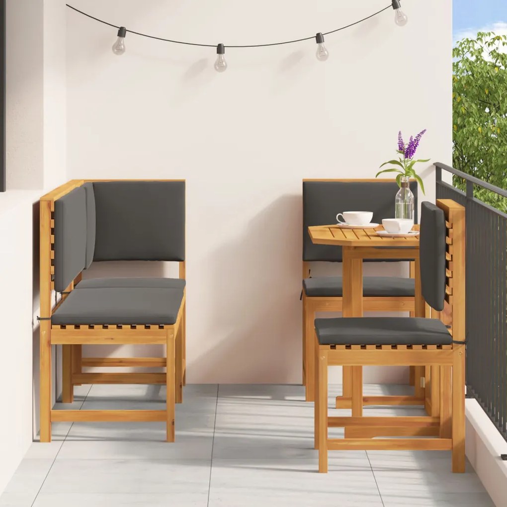 Kert Bistro Készlet 4 pcs Barna tömör akácfa