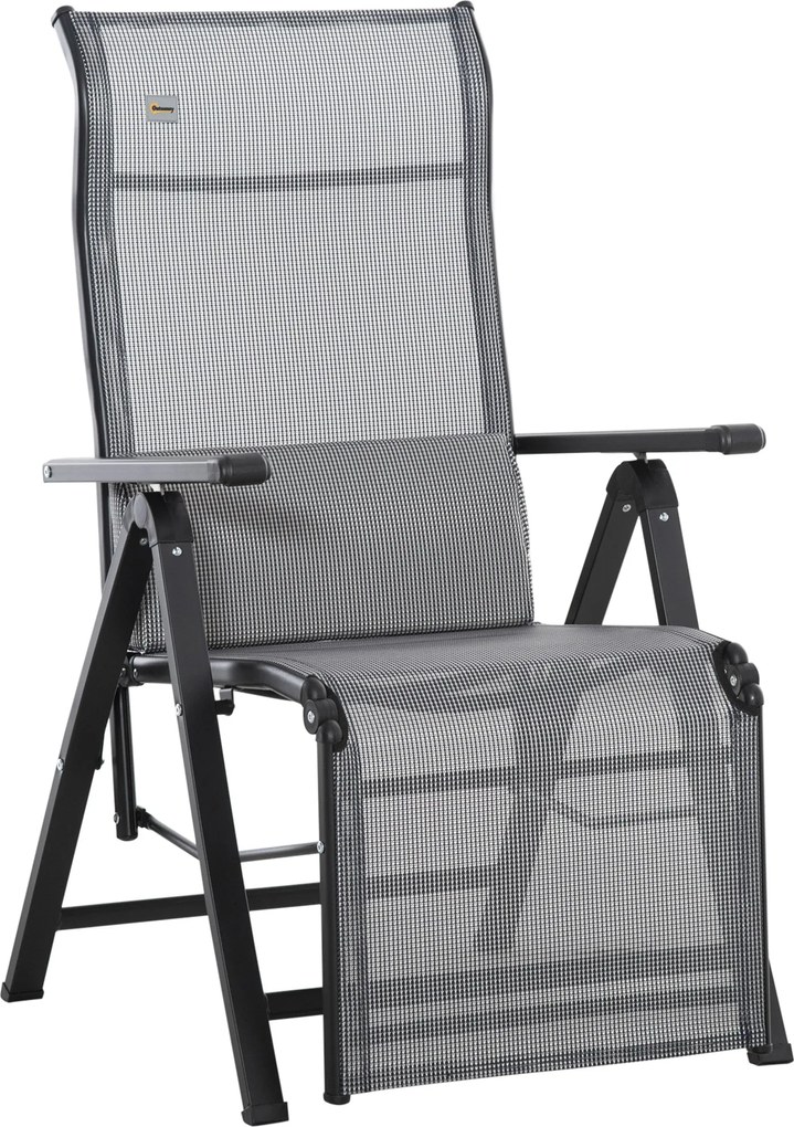 Outsunny Összecsukható Napozóágy Kertbe Párnával, Nulla Gravitációs Dönthető Szék 9 Pozícióval, 150 kg Teherbírással, Kert, Üdülés, Tengerpart, Fekete