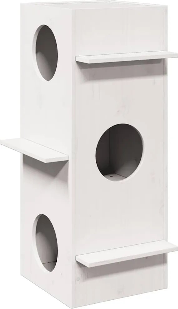 vidaXL Macskaház fehér 43x43x90 cm tömör fa fenyőfa