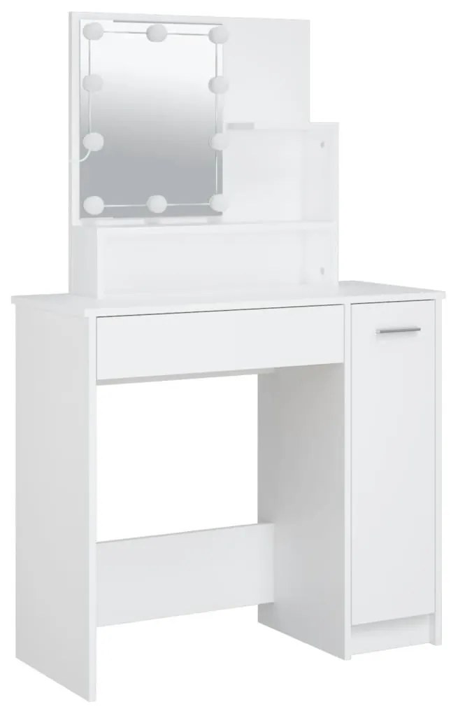 fehér fésülködőasztal LED-del 86,5 x 35 x 136 cm