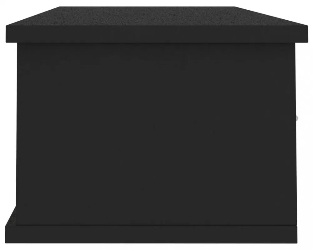 fekete falra szerelhető szerelt fa fiókos polc 88x26x18,5 cm