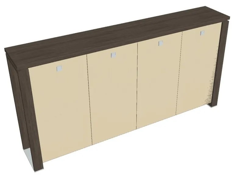 Verno+ közepes gardrób 260 x 46 x 130 cm, üvegajtó, antracit tölgy / vanília