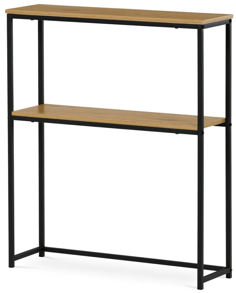 Konzolasztal polccal, 70x20x82 cm, teak tölgy dekor