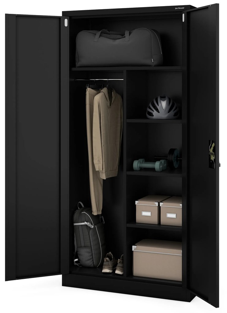 Fémszekrény DAWID, 900 x 1850 x 450 mm, All Black: fekete