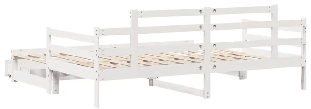 fehér kihúzható heverő fiókokkal matrac nélkül 90 x 190 cm