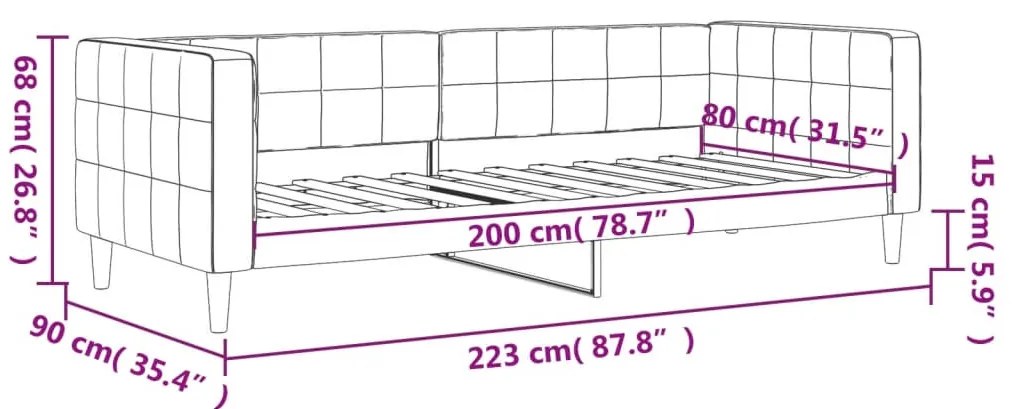 sárga bársony kanapéágy 80 x 200 cm