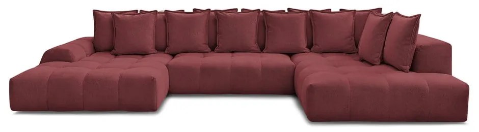 Borvörös zsenília kinyitható-tárolóhelyes sarokkanapé (jobb oldali-U alakú) Everest – Bobochic Paris