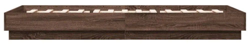 barna tölgy színű ágykeret LED-világítással 90 x 200 cm