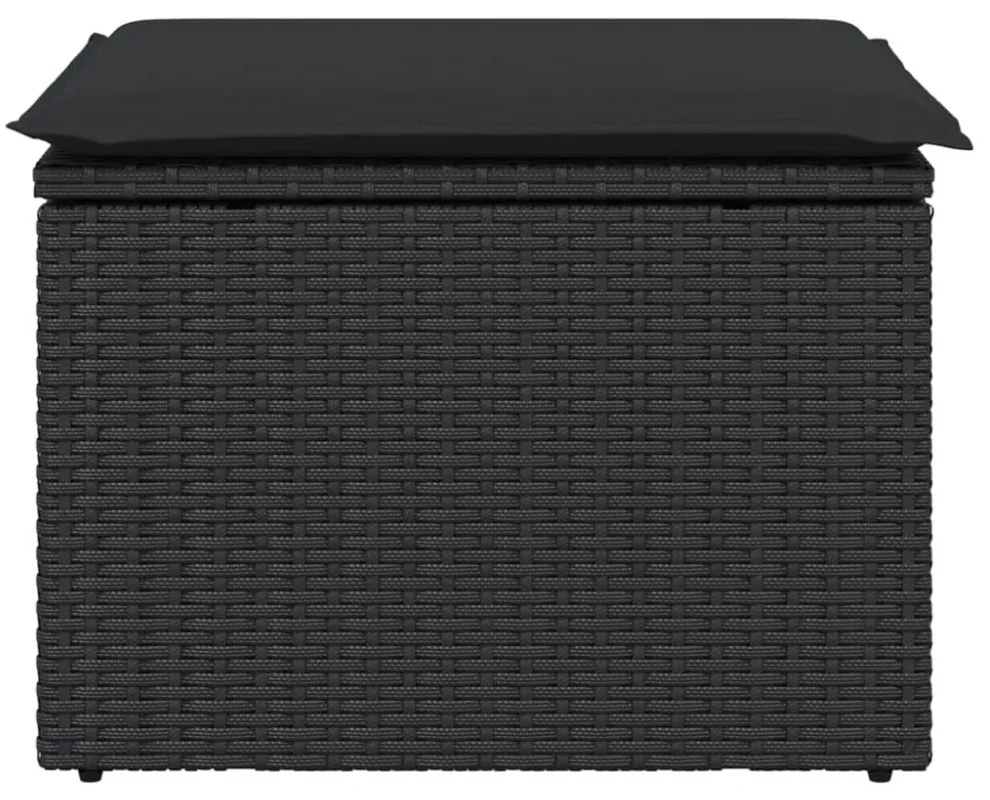fekete polyrattan kerti szék párnával 55 x 55 x 37 cm