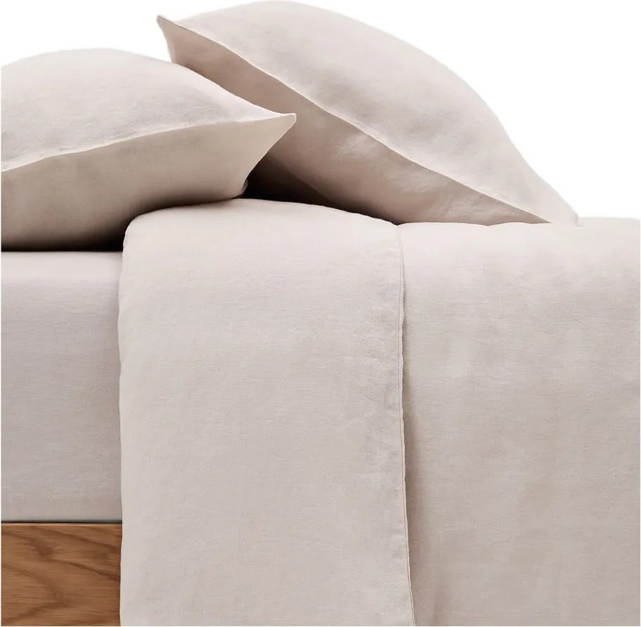 Szürkésbézs egyszemélyes hosszabbított lenkeverék ágyneműhuzat 150x220 cm Simmel – Kave Home