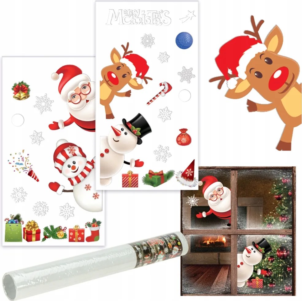 Karácsonyi Matricák Ablak Díszek Karácsony Mikulás Karácsony