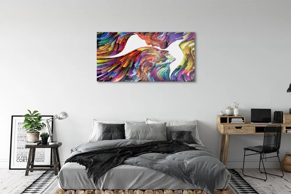 Üvegképek Színes kép arcok 100x50 cm