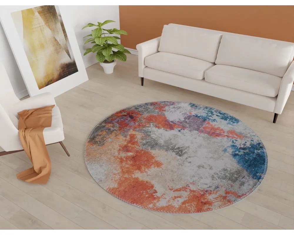Kék-narancssárga mosható kerek szőnyeg ø 80 cm – Vitaus