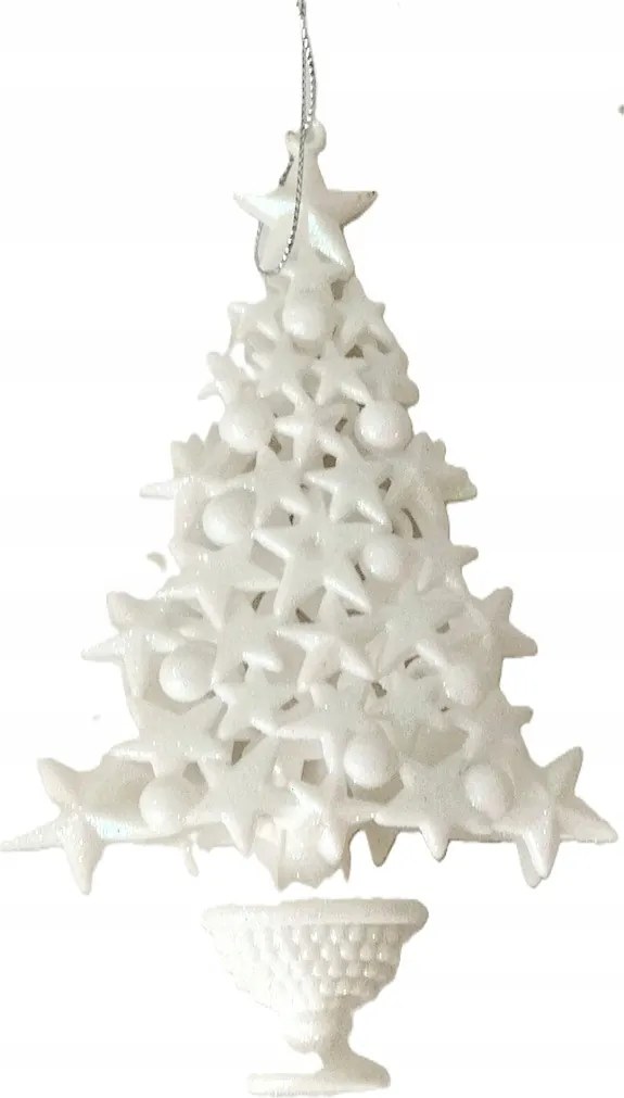 Karácsonyfa medál Fehér karácsonyfa csillámokkal