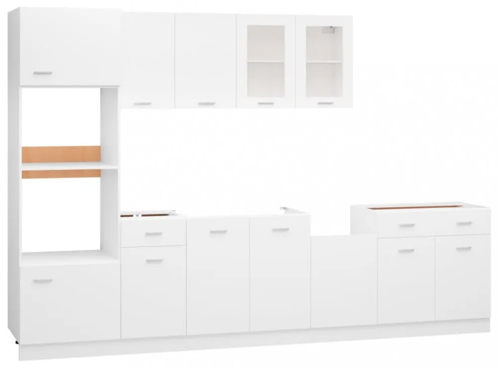 Lyon 7 részes fehér szerelt fa konyhai szekrénygarnitúra