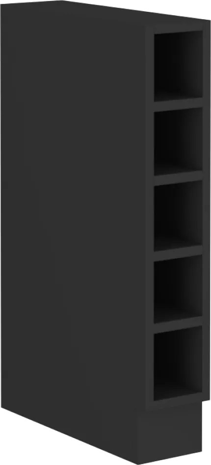 Alsó polcos szekrény, fekete, ARAKA/MENZO/SIBER 15 D OTW BB