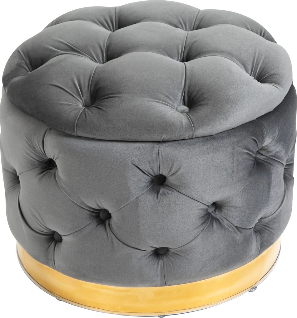 HOMCOM Vintage Puff, Tárolós Puff Padlófokként és Lábpihentőként, Kárpitozott Puff, Fém, Hab, Sötétszürke, 55 x 55 x 42 cm | Aosom
