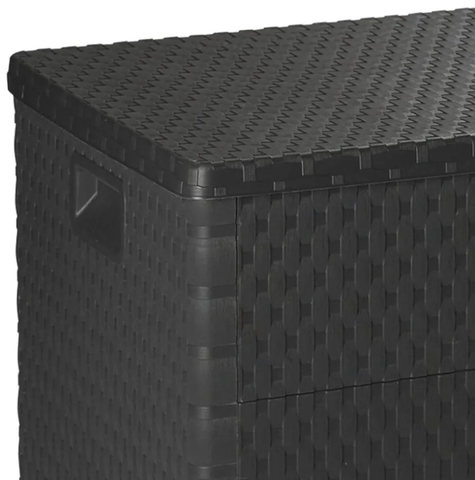 antracitszürke PP rattan kerti tárolóláda 120 x 56 x 63 cm