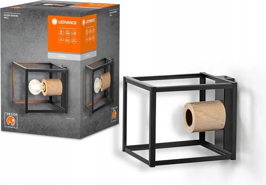 Fali lámpa Dekoratív Falra szerelhető lámpatest E27 Fekete Decor Ledvance